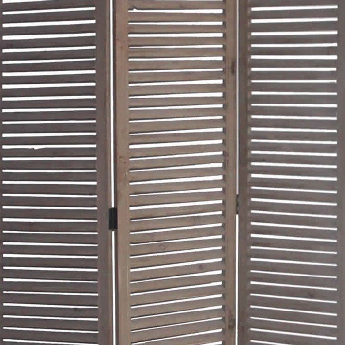 Minimal Wooden Screen with 3 Panels and Shutter Design, Brown