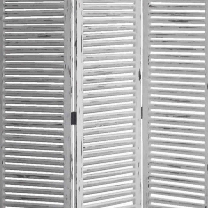 Minimal Wooden Screen with 3 Panels and Shutter Design, White