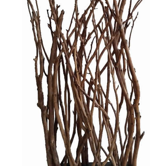 Contemporary Single Panel Wooden Screen with Art Branch Design, Brown