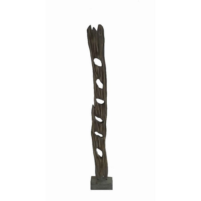 Contemporary Standalone Wooden Art Sculpture with Trunk Design, Brown