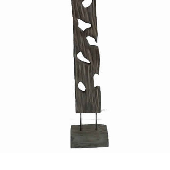 Contemporary Standalone Wooden Art Sculpture with Irregular Design, Brown