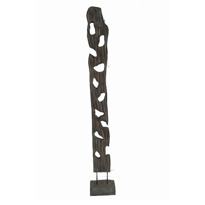 Contemporary Standalone Wooden Art Sculpture with Irregular Design, Brown