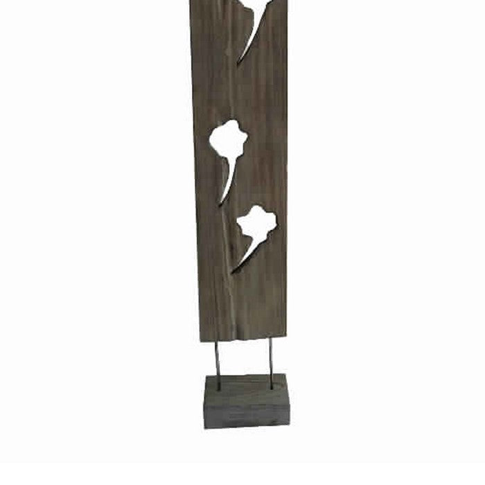 Contemporary Standalone Wooden Art Sculpture with Flat Log Design, Brown