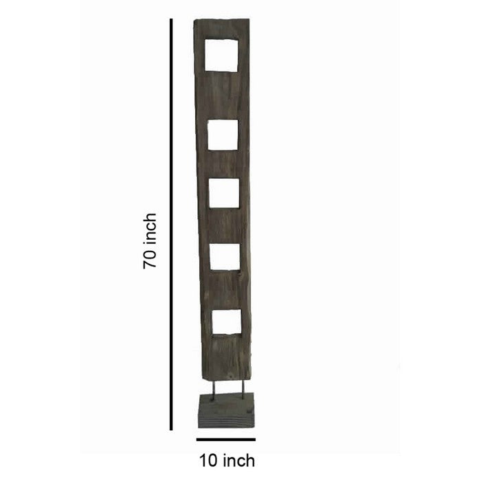 Contemporary Flat Log Art Sculpture with Square Cut Design, Brown