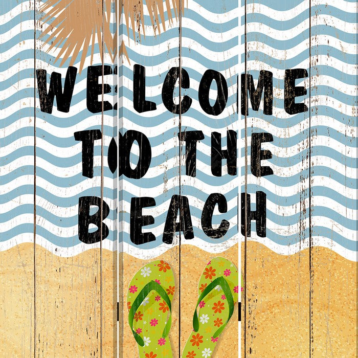 Foldable Canvas Screen with Beach Print and 3 Panels, Multicolor
