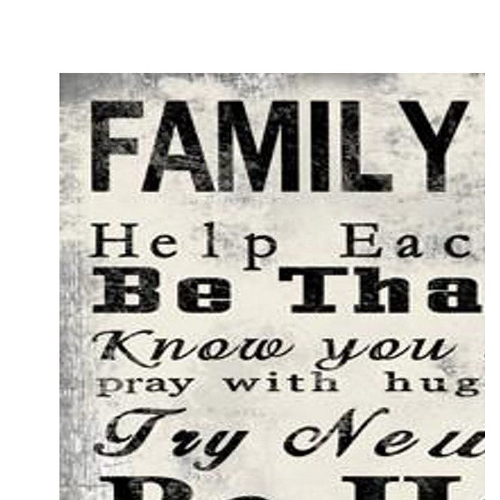 High Quality Canvas Print with Family Rules Quotes, Black & White