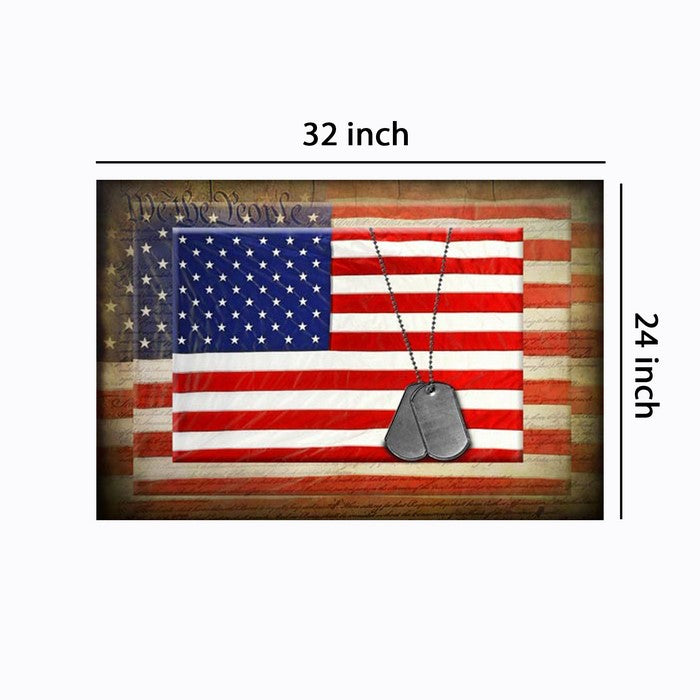 Canvas American Flag with Necklace Wall Print, Large, Multicolor