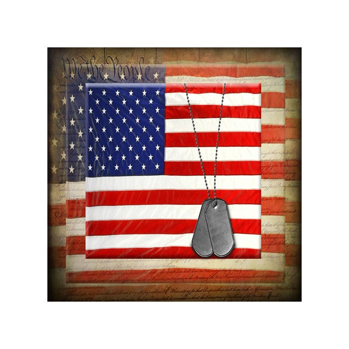 Canvas American Flag with Necklace Wall Print, Small, Multicolor