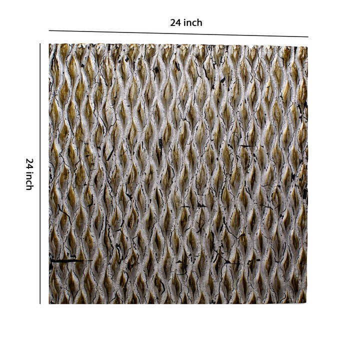 Modern Style Wooden Wall Decor with Patterned Carving, Small, Silver