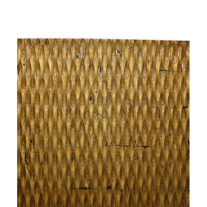 Modern Style Wooden Wall Decor with Patterned Carving, Small, Gold
