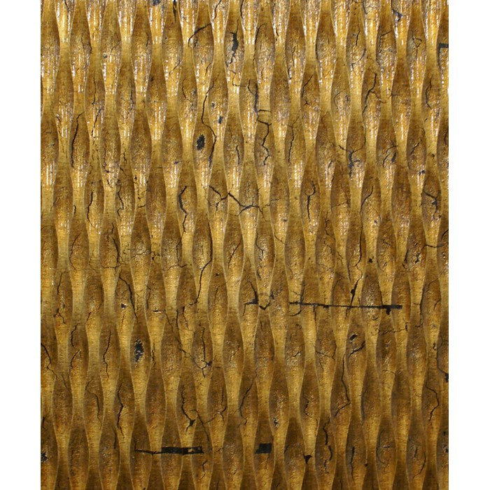 Modern Style Wooden Wall Decor with Patterned Carving, Small, Gold