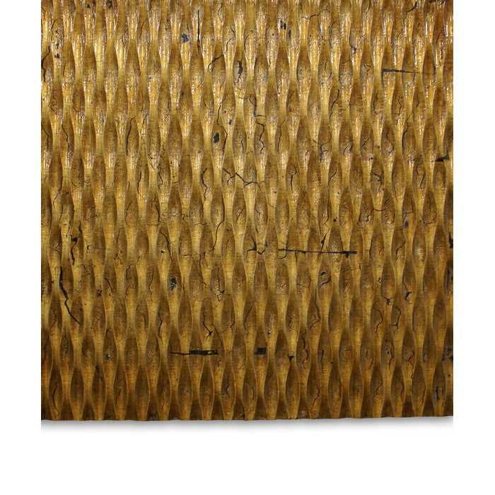 Modern Style Wooden Wall Decor with Patterned Carving, Small, Gold