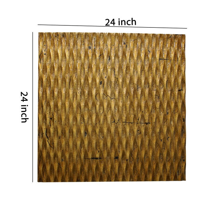 Modern Style Wooden Wall Decor with Patterned Carving, Small, Gold