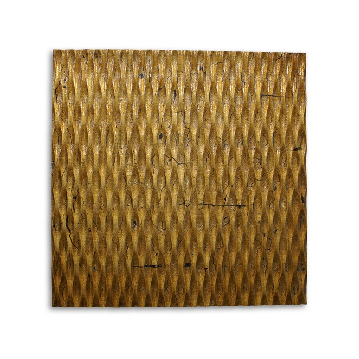 Modern Style Wooden Wall Decor with Patterned Carving, Small, Gold