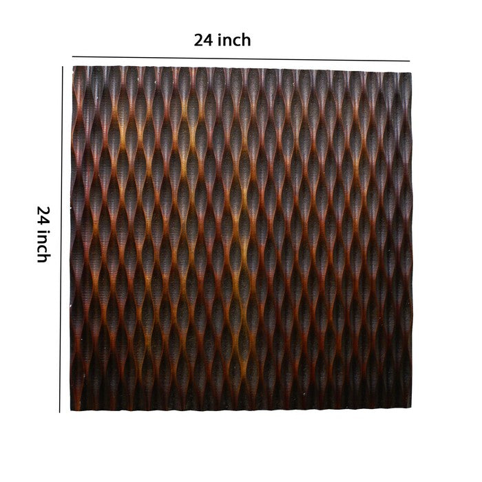 Modern Style Wooden Wall Decor with Patterned Carving, Small, Brown
