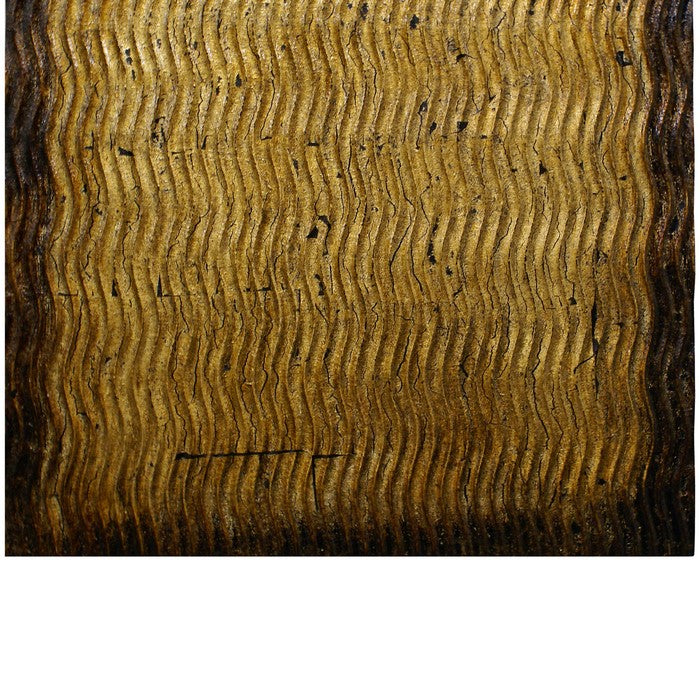 Modern Style Wood Wall Decor with Patterned Carving, Small, Gold & Brown