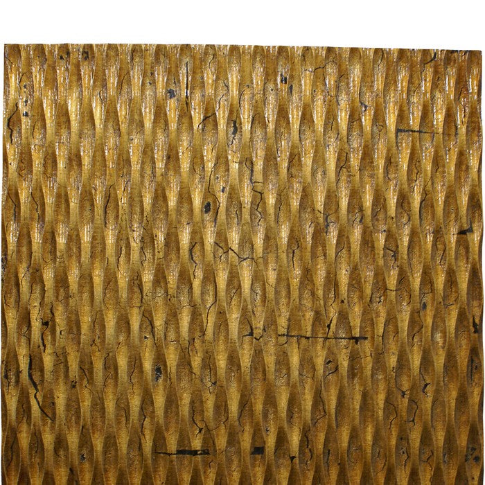 Modern Style Wooden Wall Decor with Patterned Carving, Large, Gold