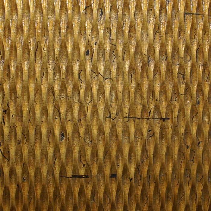 Modern Style Wooden Wall Decor with Patterned Carving, Large, Gold