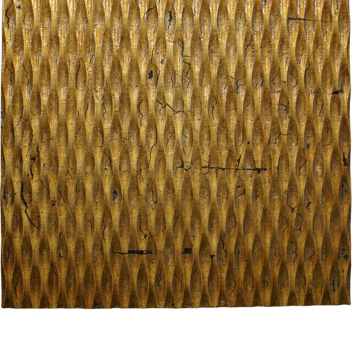Modern Style Wooden Wall Decor with Patterned Carving, Large, Gold