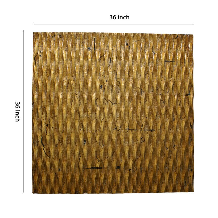 Modern Style Wooden Wall Decor with Patterned Carving, Large, Gold