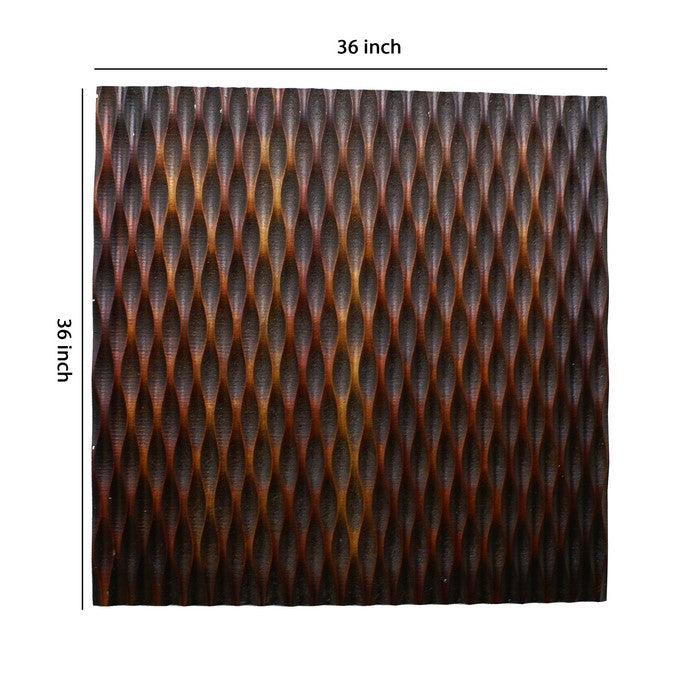 Modern Style Wooden Wall Decor with Patterned Carving, Large, Brown