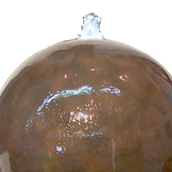 Miniature Ball Top Fountain with Square Base Planter, Brown