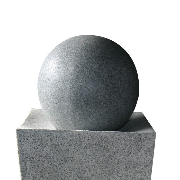 Tall Ball Top Fountain with Tall Square Vase Base Planter, Gray
