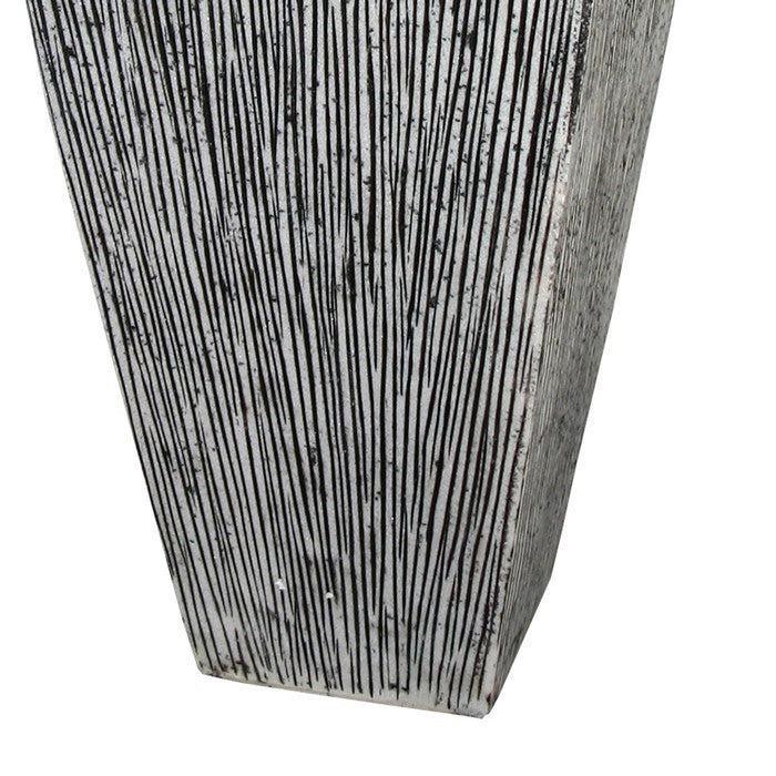 Hand Made Square Ribbed Planter with Tapered Bottom, White, Set of 3