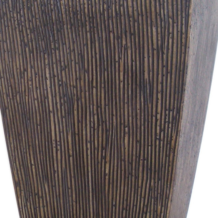 Hand Made Square Ribbed Planter with Tapered Bottom, Brown, Set of 3