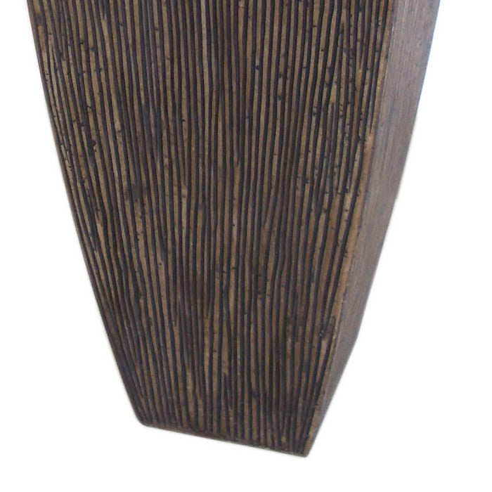 Hand Made Square Ribbed Planter with Tapered Bottom, Brown, Set of 3
