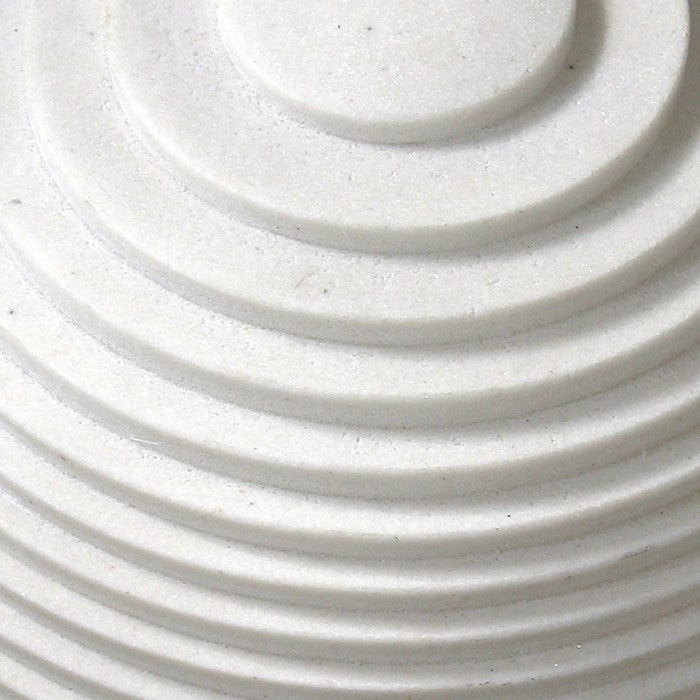 Contemporary Sandstone Polished Ball with Step Carved Lines, White