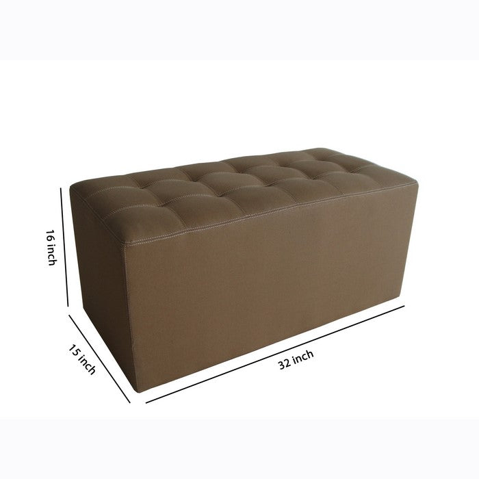 Classic Canvas Upholstered Bench with Button Tufting, Brown
