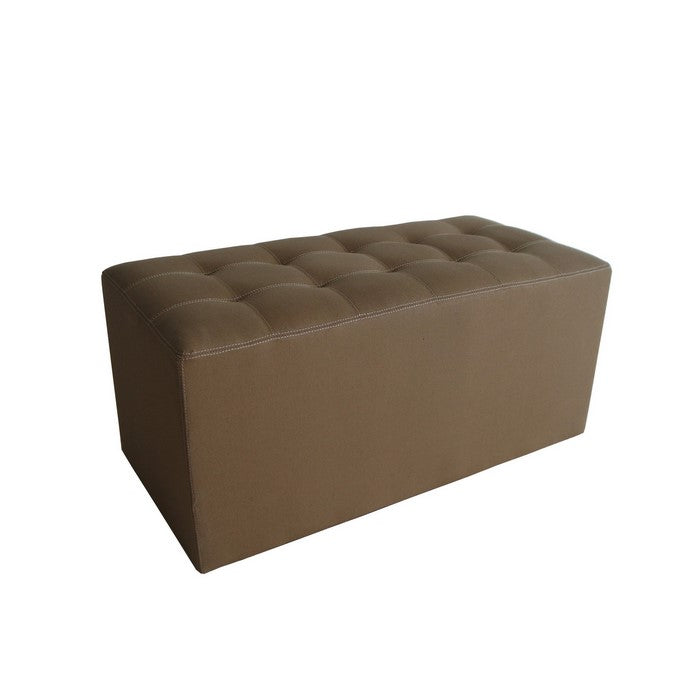 Classic Canvas Upholstered Bench with Button Tufting, Brown