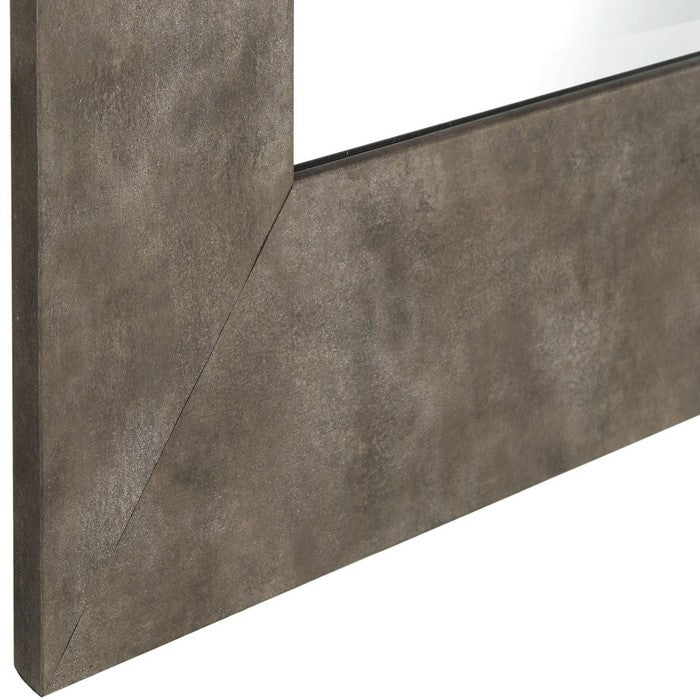 Stylish Rectangular Polystyrene Framed Leaner Mirror, Distressed Iron