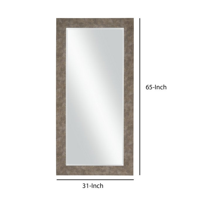 Stylish Rectangular Polystyrene Framed Leaner Mirror, Distressed Iron