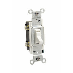 Leviton 2653-2W 15 Amp, 120 Volt, Toggle Co/Alr 3-Way AC Quiet Switch, Residential Grade, Grounding, White