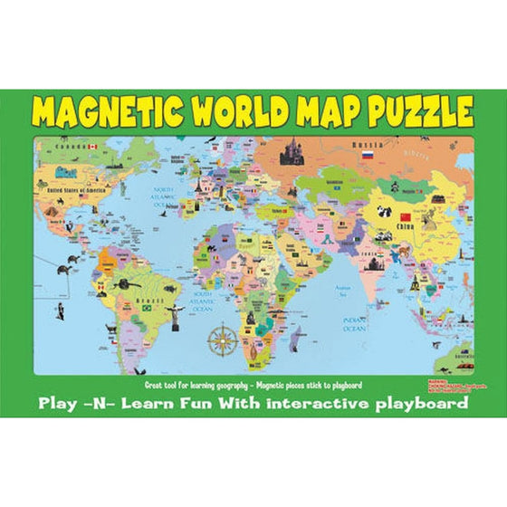 Ata-Boy Magnetic World Map Play-n-Learn Puzzle Board