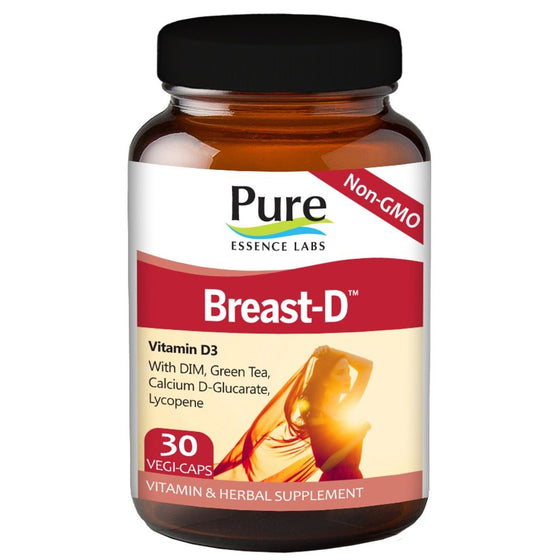 Pure Essence Labs Breast D - Vitamin D3 With DIM - Calcium D-Glucarate - Green Tea & Lycopene - 30 Vegetarian Capsules