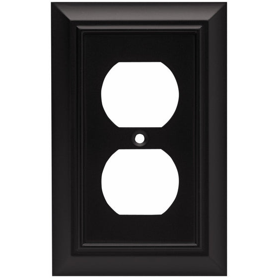Brainerd 64218 Architectural Single Duplex OutletWall Plate / Switch Plate / Cover, Flat Black