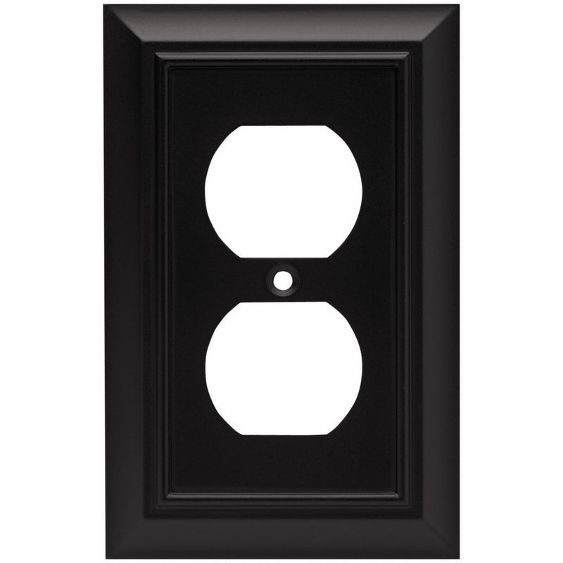 Brainerd 64218 Architectural Single Duplex OutletWall Plate / Switch Plate / Cover, Flat Black