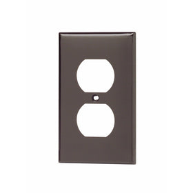Leviton 80703 1-Gang Duplex Device Receptacle Wallplate, Standard Size, Thermoplastic Nylon, Device Mount, Brown
