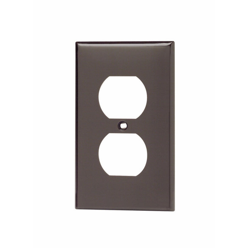 Leviton 80703 1-Gang Duplex Device Receptacle Wallplate, Standard Size, Thermoplastic Nylon, Device Mount, Brown