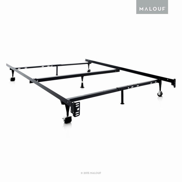 STRUCTURES by Malouf Heavy Duty Adjustable Metal Bed Frame with Center Support and Rug Rollers - (Queen, Full XL, Full, Twin XL, Twin)