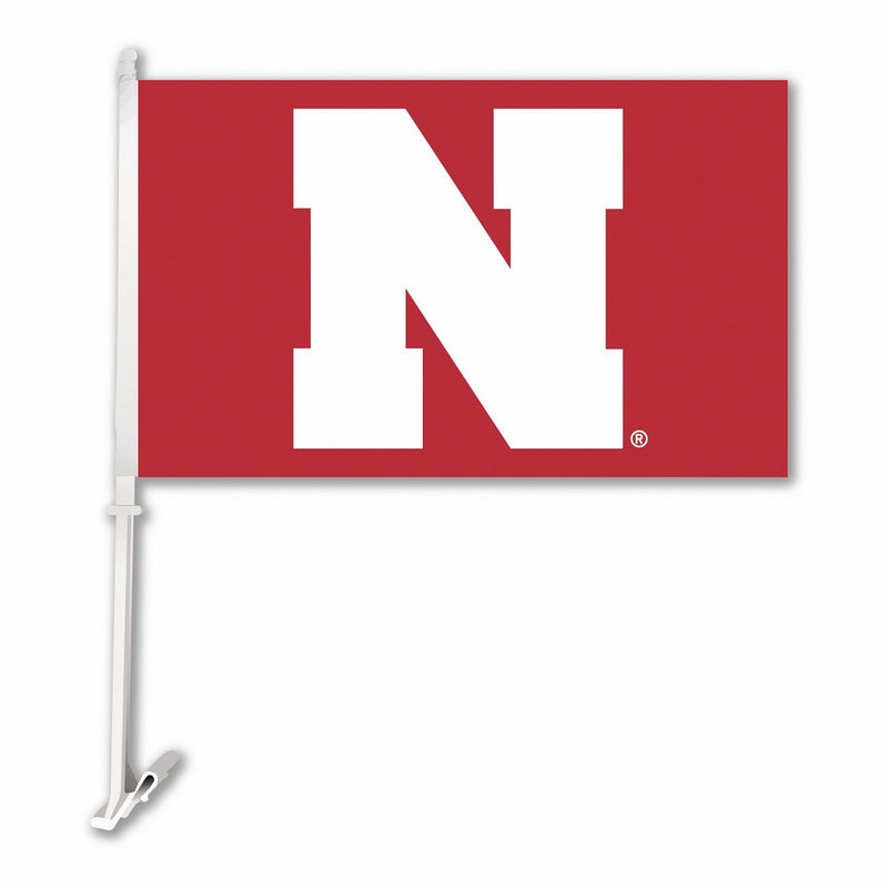 NCAA Nebraska Cornhuskers Car Flag With Wall Bracket