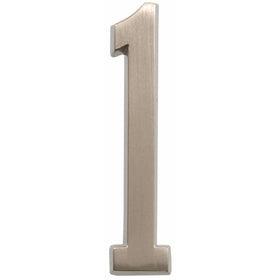 Distinctions by Hillman 843281 4-Inch Die Cast Self-Adhesive House Address Plaque, Brushed Nickel, Number 1