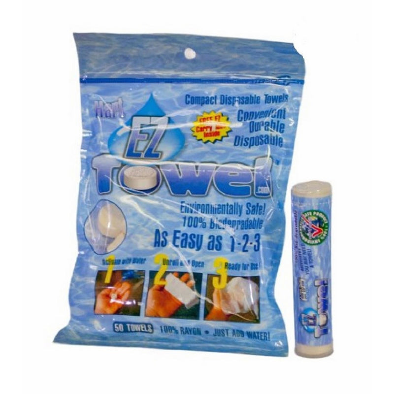 EZ Towel with New Durable Tube and Packaging, 50 Pieces