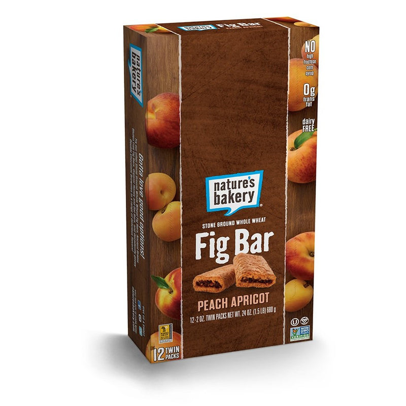 Nature's Bakery Whole Wheat Fig Bar, Vegan  Non-GMO, Peach Apricot (12 Count)