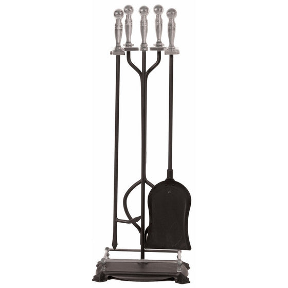 Panacea 15008 Fireplace Toolset with Nickel Handles Rods, Black, Pack of 5