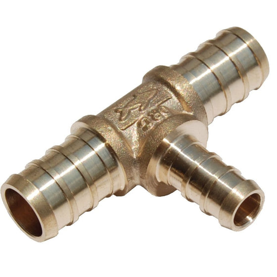 SharkBite UC363LFA 1/2-Inch x 1/2-Inch x 3/8-Inch Brass Barb x Barb x Barb Tee, Small, Bronze