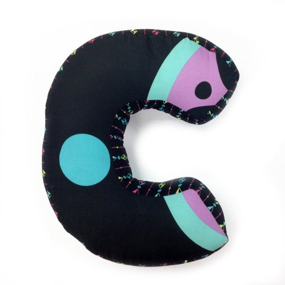 One Grace Place Magical Michayla Letter Pillow "C", Black, Purple and Turquoise